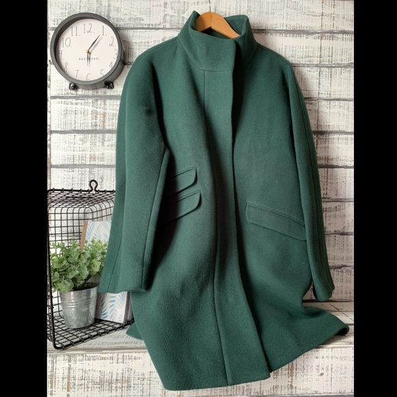 J. Crew Jackets & Blazers - J. Crew stadium cloth wool blend green coat sz 18